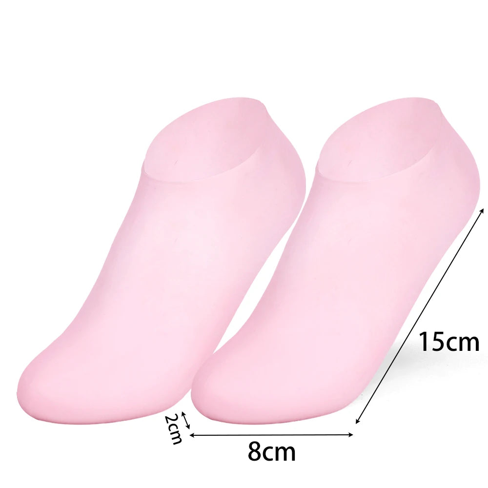 Silicone Moisturizing Foot Spa Socks - Gel Pedicure for Dry Cracked Feet