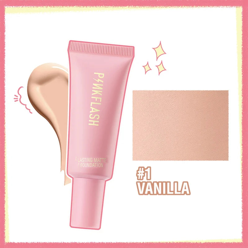 PINKFLASH Full Coverage Matte Foundation - Smooth Oil-Control Natural Look