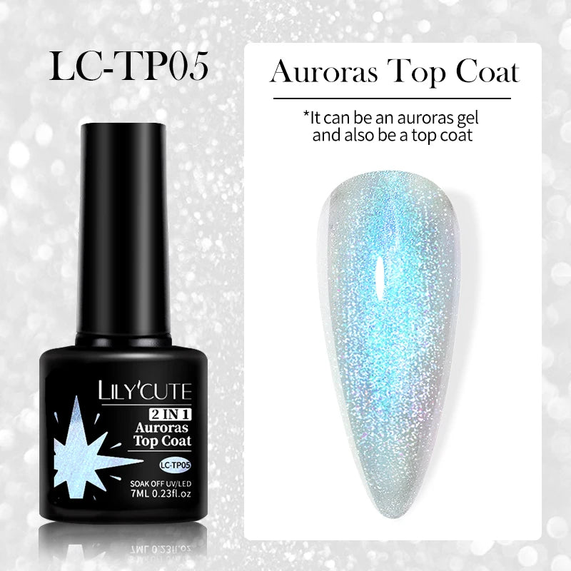 LILYCUTE 7ml No-Wipe Top Coat & UV Base Gel - Semi-Permanent Soak-Off Nail Manicure