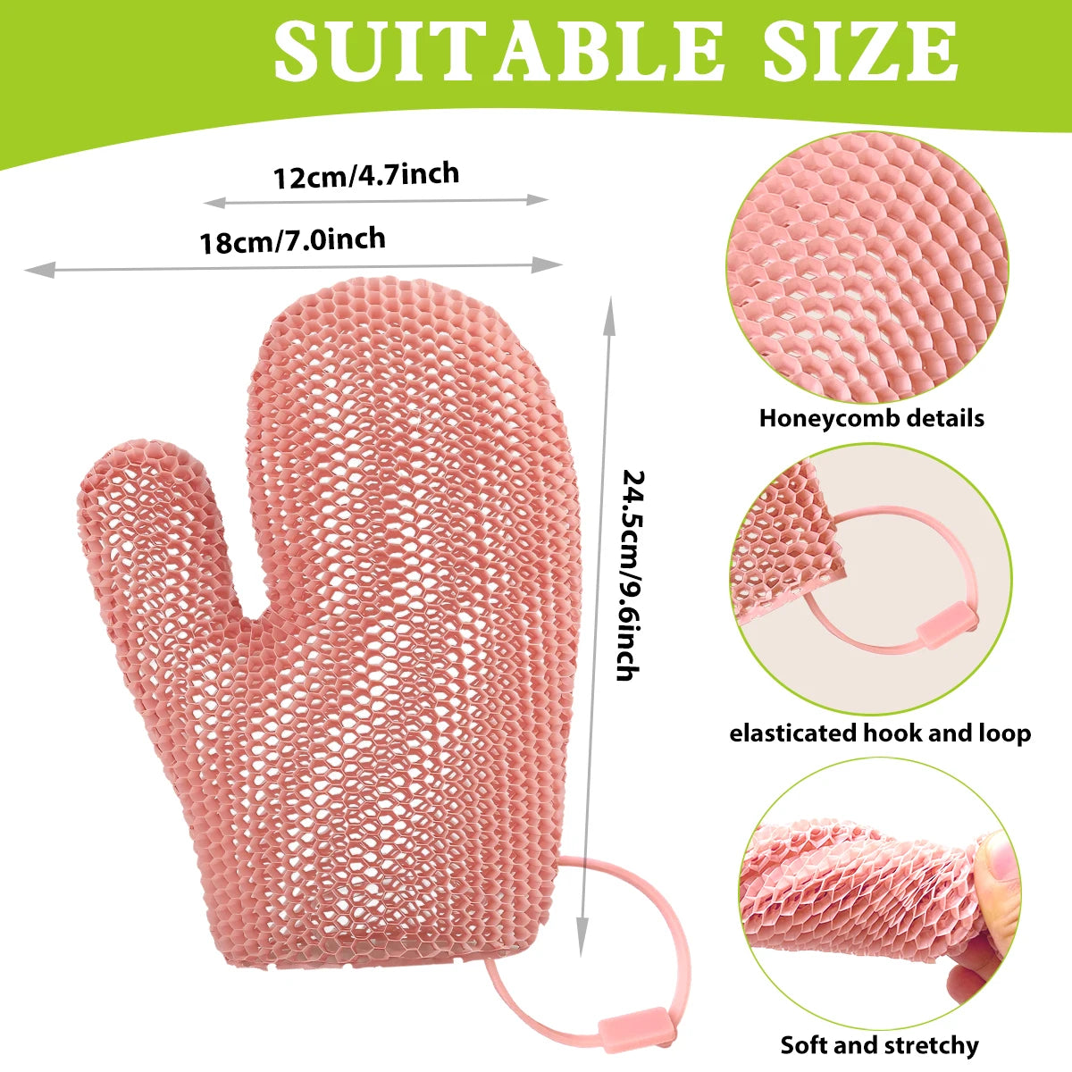 Honeycomb TPU Exfoliating Shower Glove - Antibacterial, High Elasticity Body Scrub