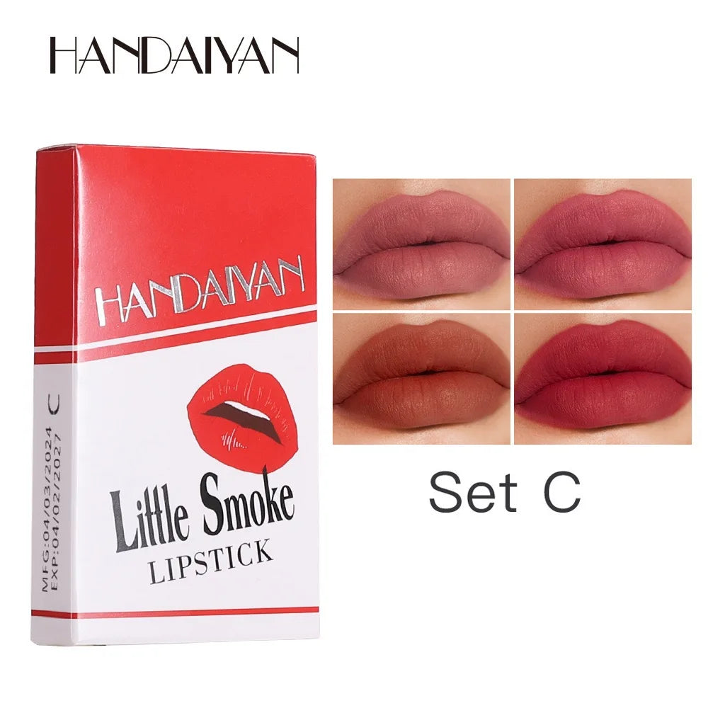 4-Piece Waterproof Matte Lip Stick Set - Long-Lasting Transparent Finish Valentine Gift