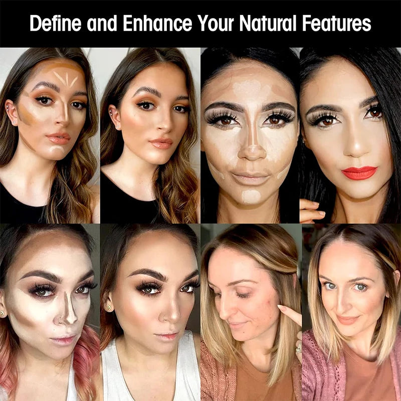 VERONNI 10-Color Concealer & Contour Palette - Matte Coverage for Dark Circles & Tattoos