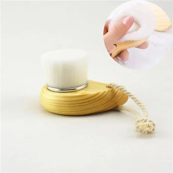 Macroupta Wooden Handle Facial Cleansing Brush - Manual Soft Massager & Pore Clean Tool