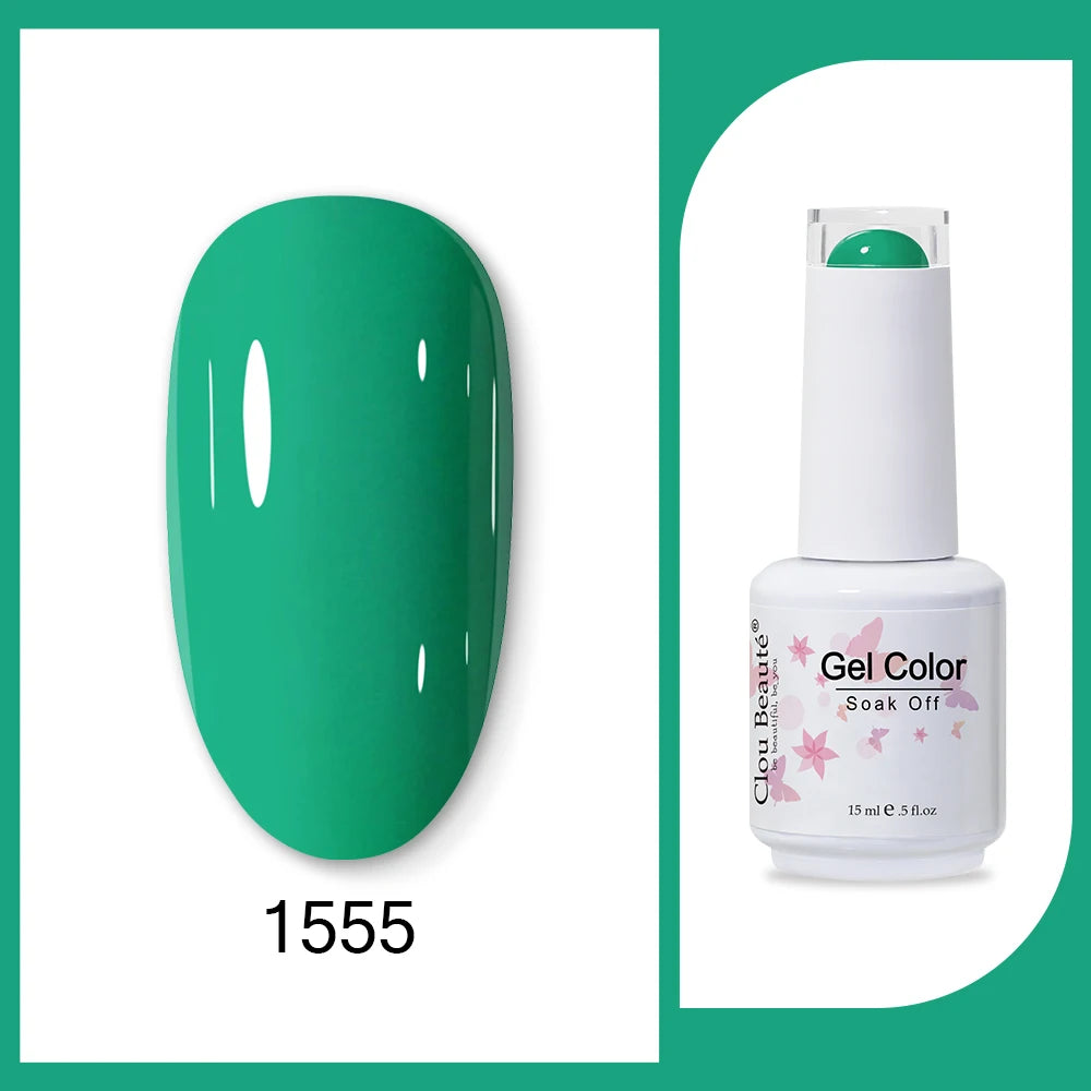 Clou Beaute 15ml HEMA & TPO Free Gel Polish - Army Green Organic Semi-Permanent Nail Art
