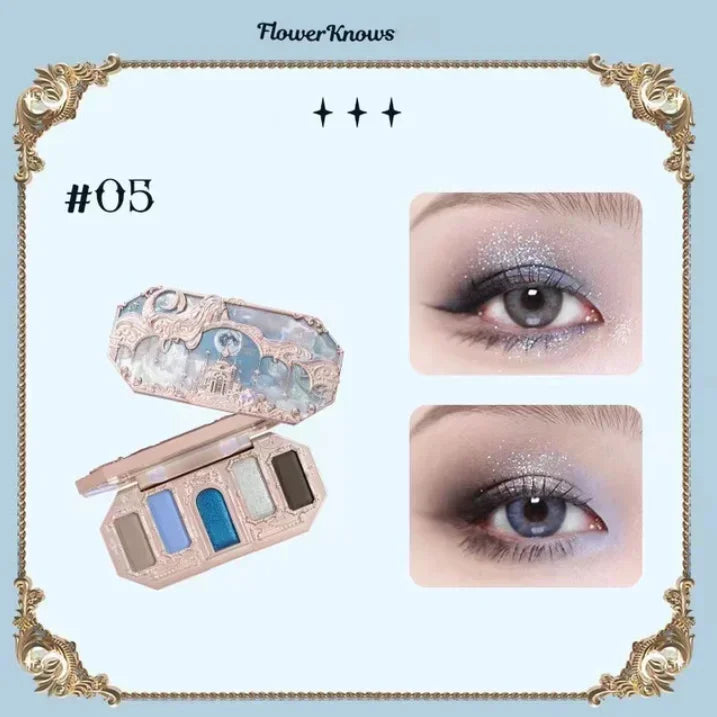 Flower Knows Moonlight Mermaid 8-Color Eyeshadow Palette - Matte, Shimmer & Glitter