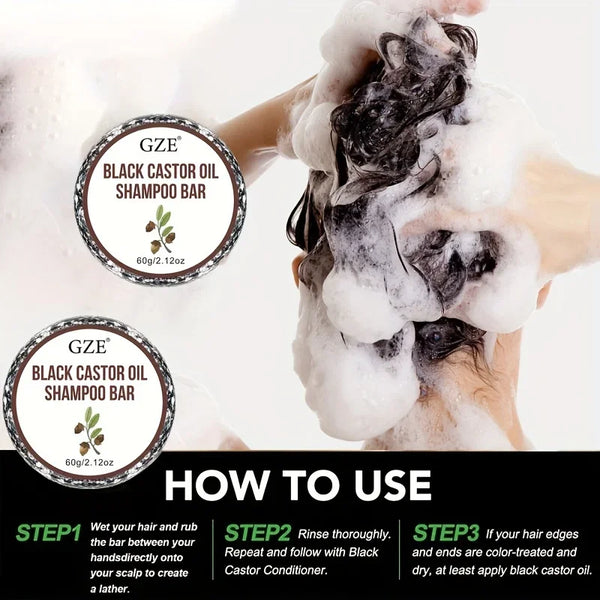 GZE Jamaica Black Castor Oil Shampoo Bar - Thickening & Moisturizing for Dry Curly & 4C Hair