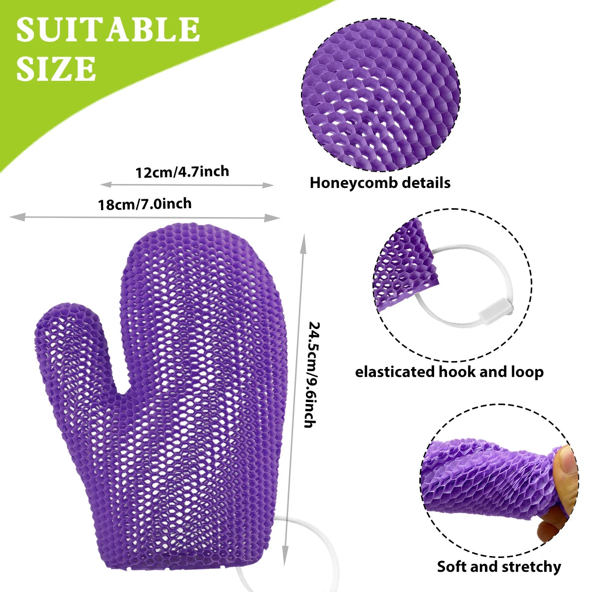 Honeycomb TPU Exfoliating Shower Glove - Antibacterial, High Elasticity Body Scrub