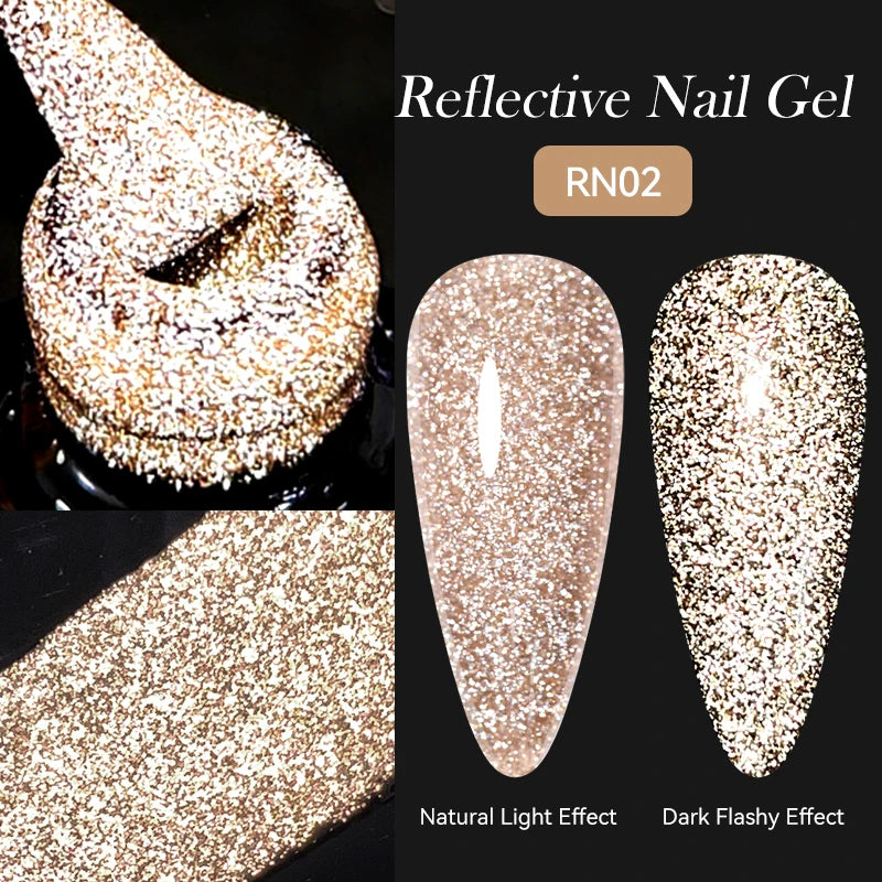 LILYCUTE 5ml Reflective Glitter Liner Gel - Champagne Sparkling Lines for French Nail Art