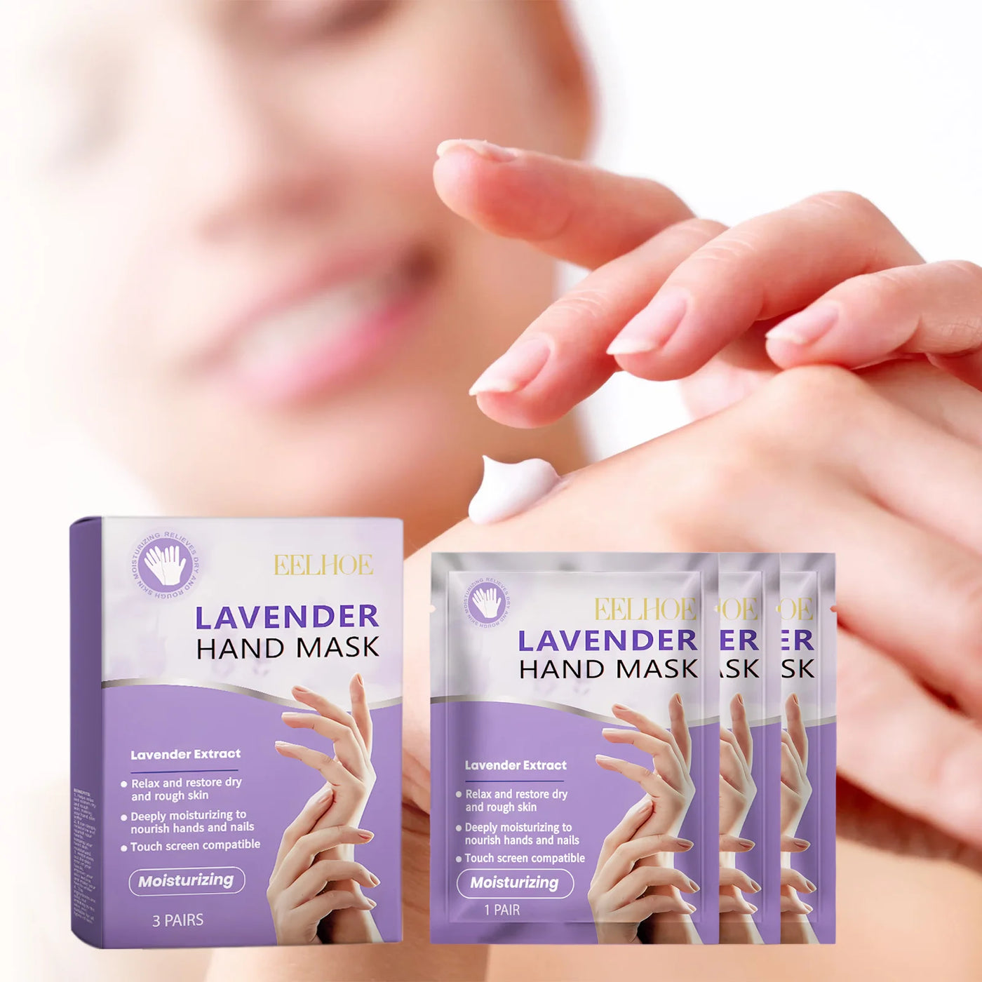 Eelhoe Lavender Hand Mask - Exfoliating, Brightening & Deep Nourishment for Smooth Hands