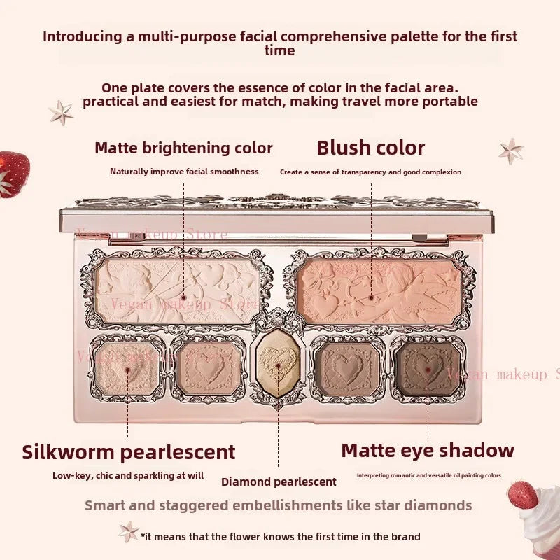 Flower Knows Strawberry Cupid All-in-One Face Palette - Blush, Eyeshadow, Highlight & Bronzer