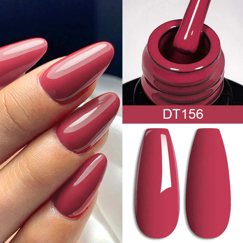 MEET ACROSS 7ml Wine Red Gel Polish - Long-Lasting French Style Nail Art Varnish