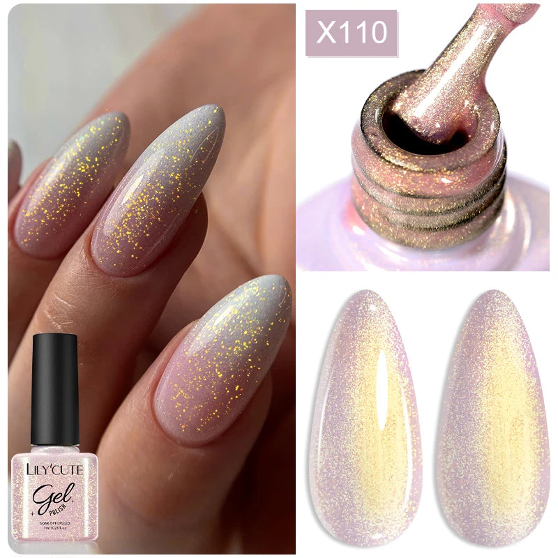 LILYCUTE 5ml Metallic Gold & Silver Mirror Liner Gel - Super Bright French Nail Art