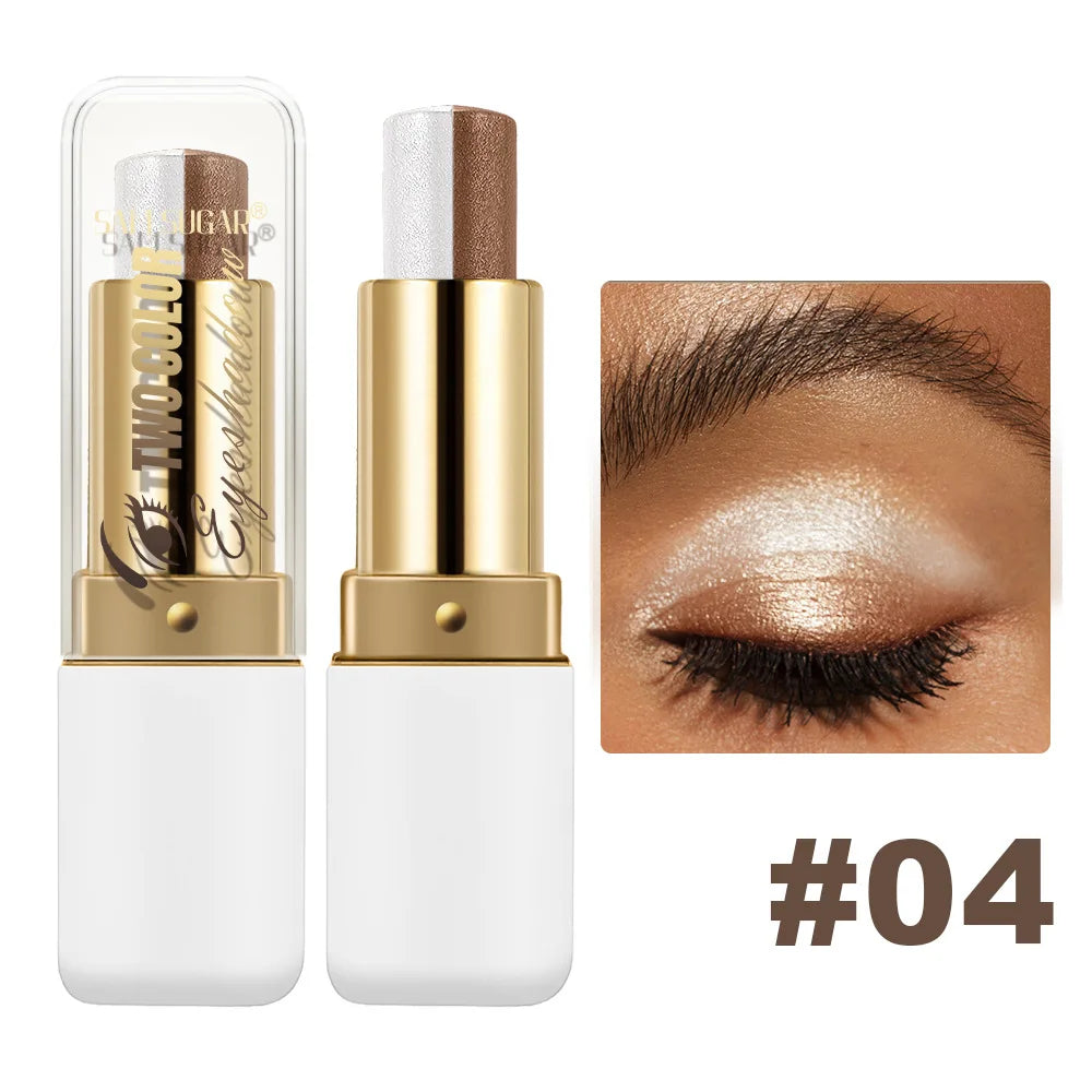 Double Color Eyeshadow Stick - Glitter Shimmer & Metallic Highlight Duo