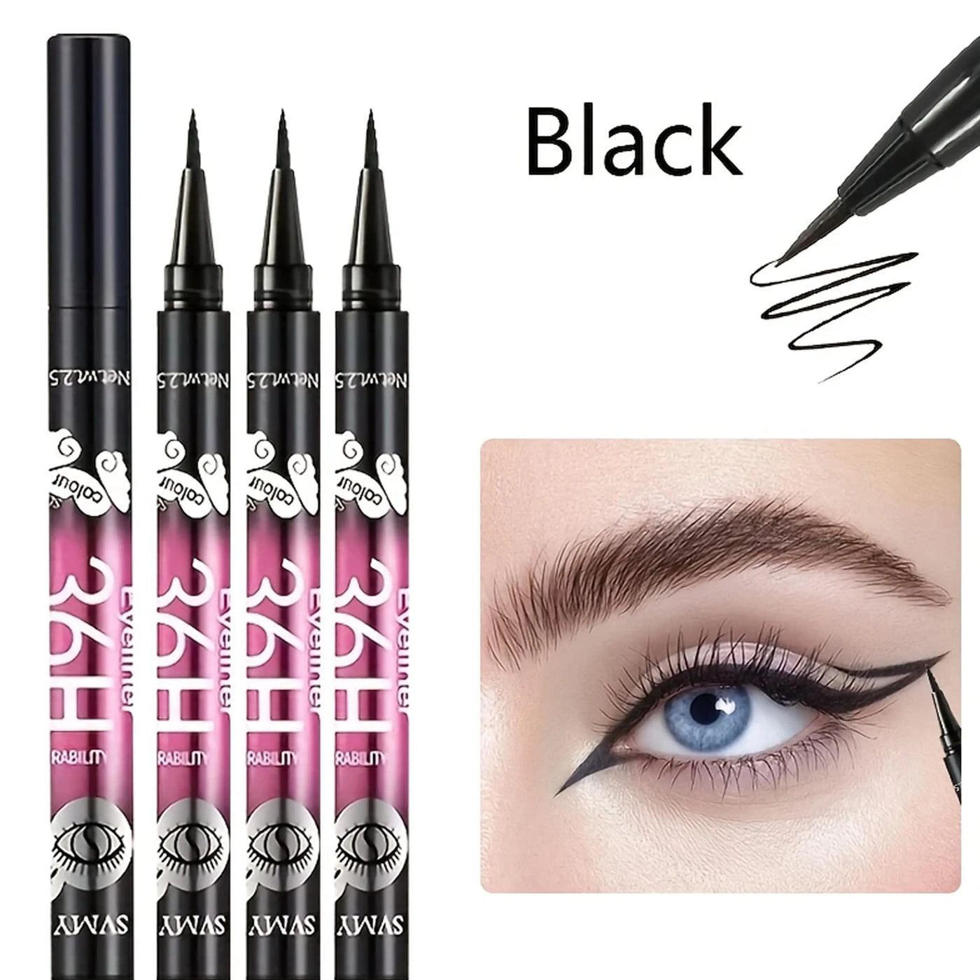Waterproof Black Eyeliner Pencil Set (3/5 pcs) - Smudge-Proof, Long-Lasting Beginner Friendly