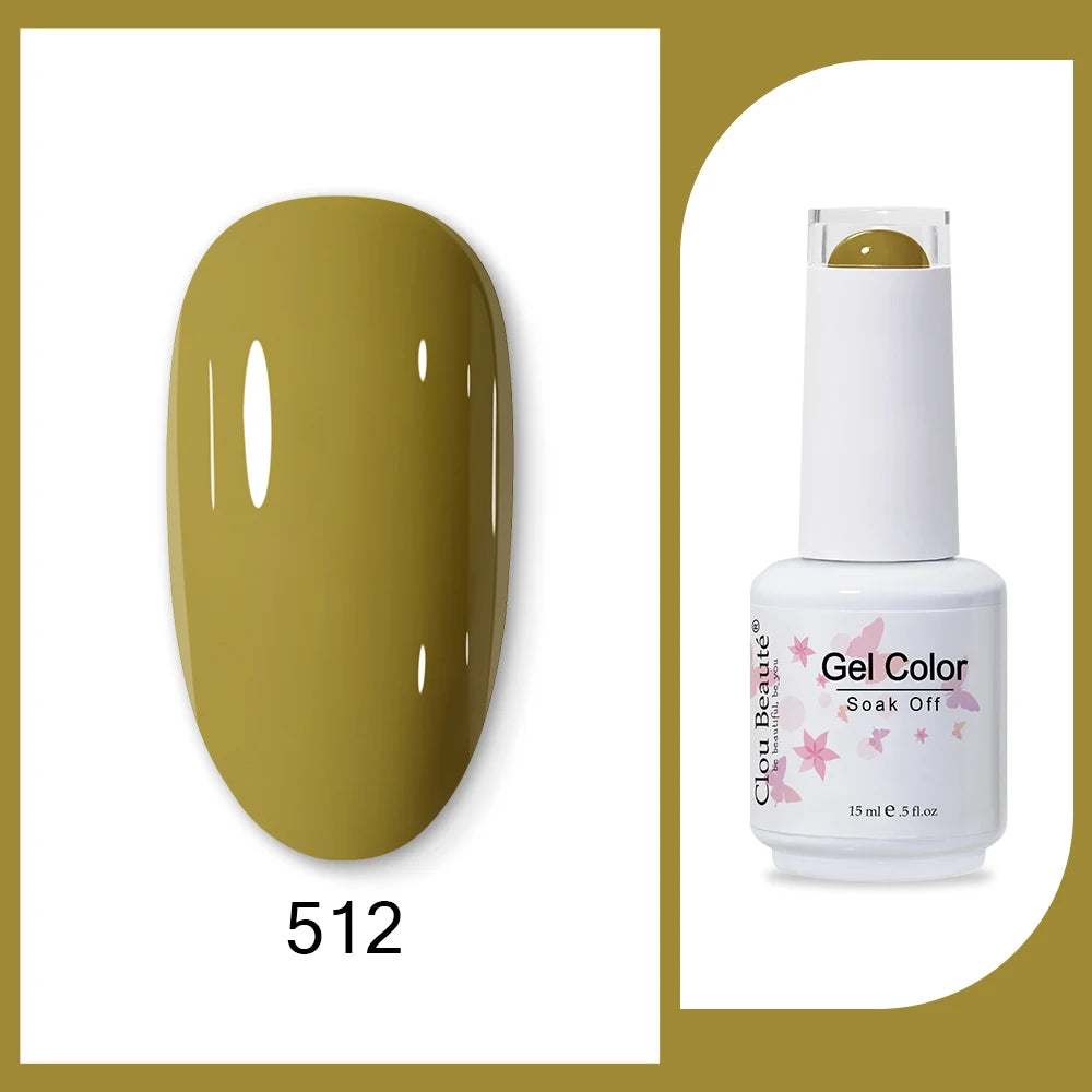 Clou Beaute 15ml HEMA & TPO Free Gel Polish - Army Green Organic Semi-Permanent Nail Art