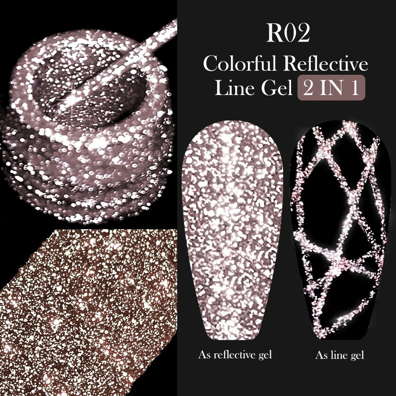 LILYCUTE 5ml Metallic Gold & Silver Mirror Liner Gel - Super Bright French Nail Art
