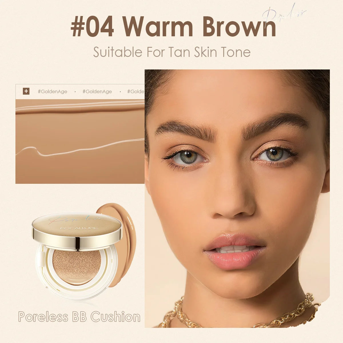 FOCALLURE Air Cushion Foundation - Waterproof Matte, Poreless Full Coverage
