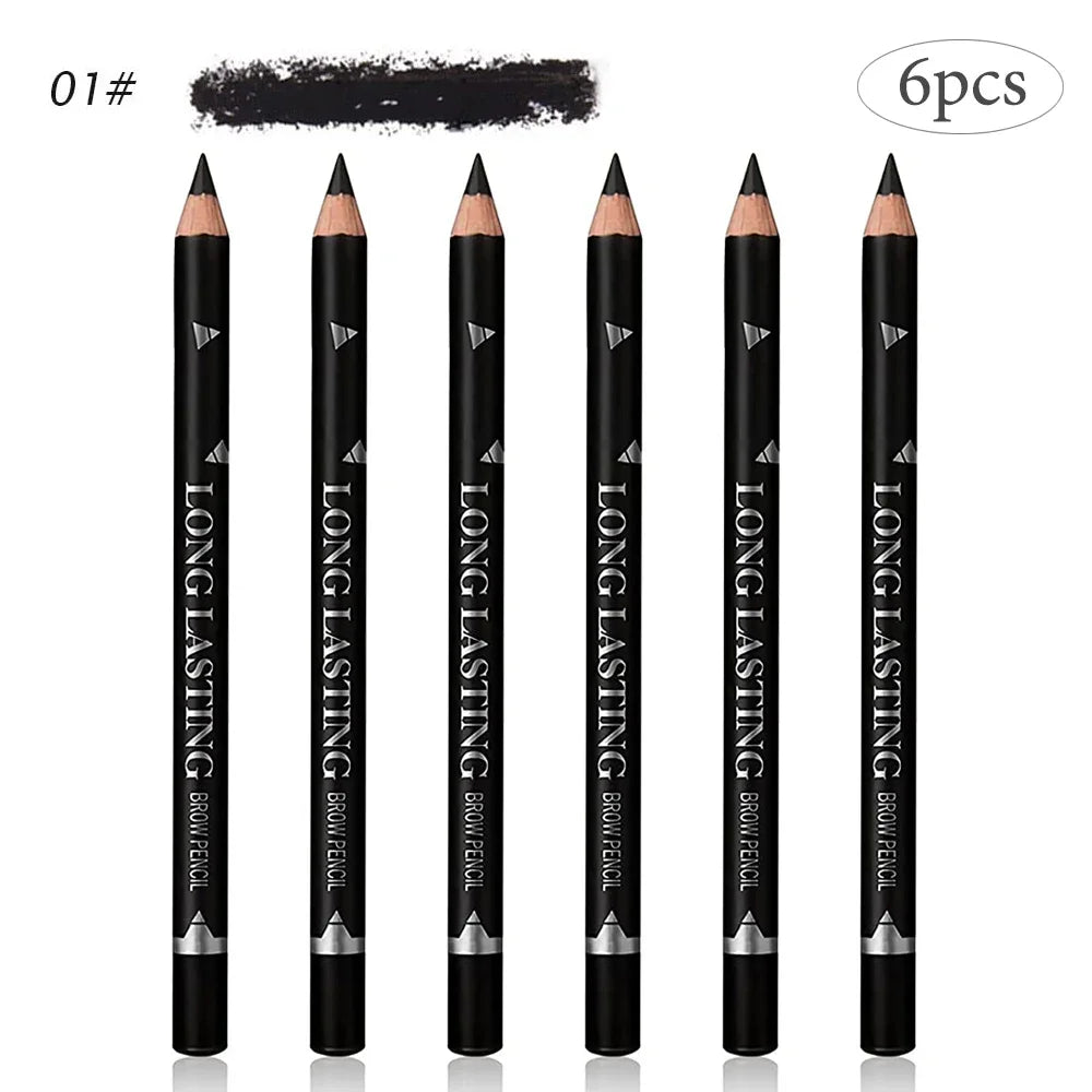 6/12-Pack Waterproof Eyebrow Pencils - Professional Natural Black & Brown Set