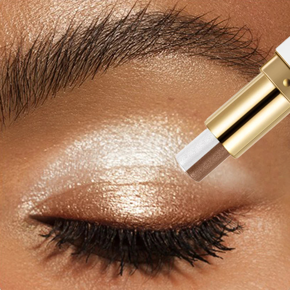 Double Color Eyeshadow Stick - Glitter Shimmer & Metallic Highlight Duo