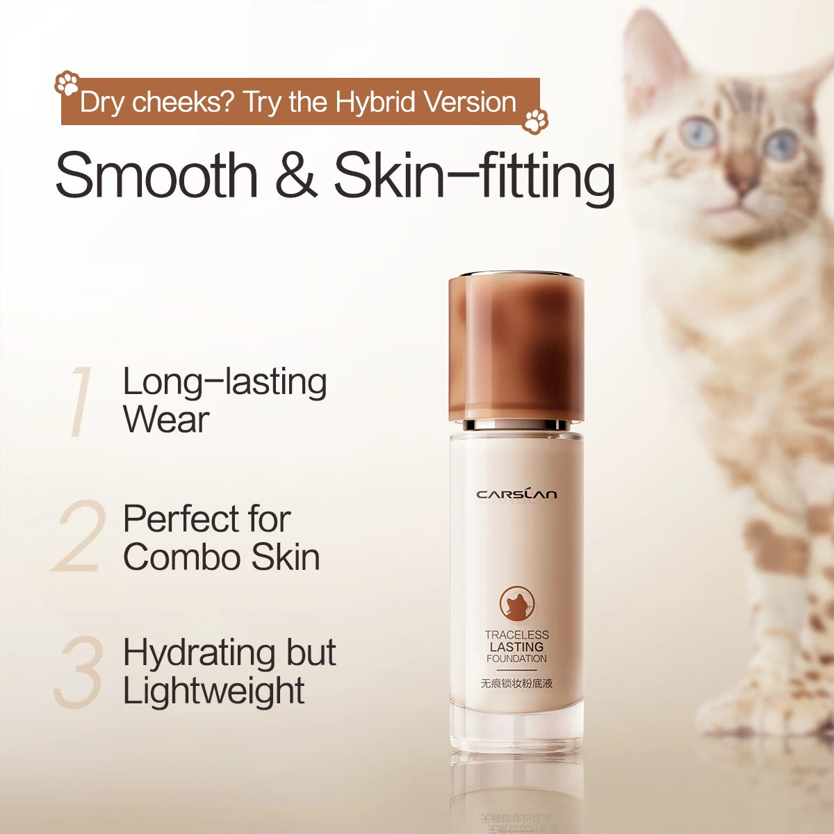 CARSLAN Moisture Matte Liquid Foundation - Full Coverage, Whitening & Oil Control
