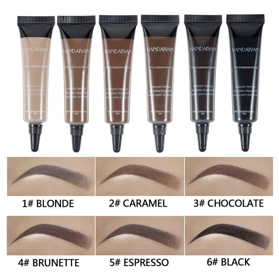 Handaiyan 10ml Tinted Eyebrow Cream Gel - Waterproof Natural, 6 Colors
