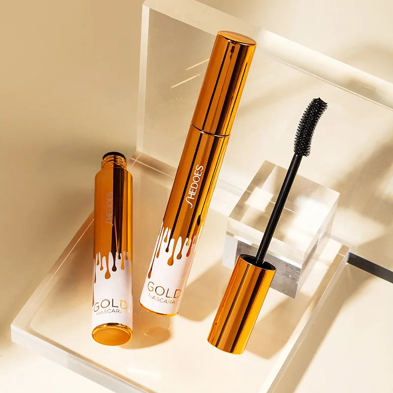 Thick Curly Gold Tube Mascara - Waterproof, Non-Smudging & Lengthening