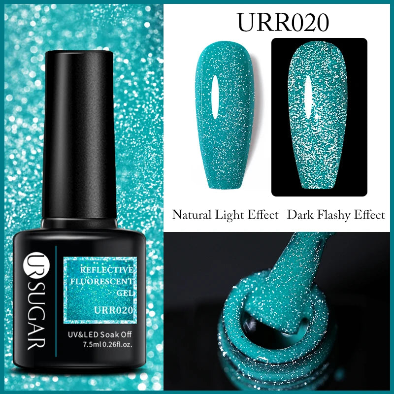 UR SUGAR 7.5ml Reflective Glitter Gel Polish - Pink Sequins UV Soak-Off Semi-Permanent