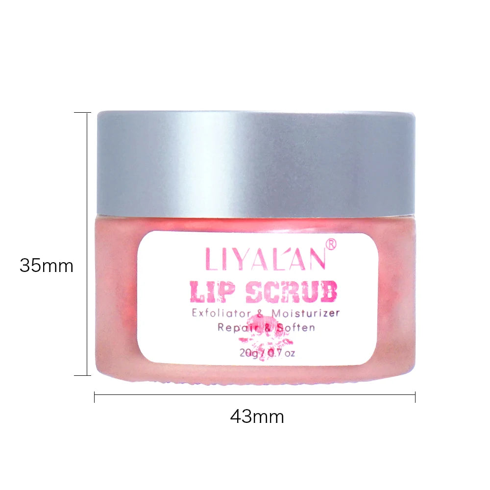 LIYALAN Pink Sugar Lip Scrub - Lightening Dark Lips, Exfoliating & Fine Line Repair