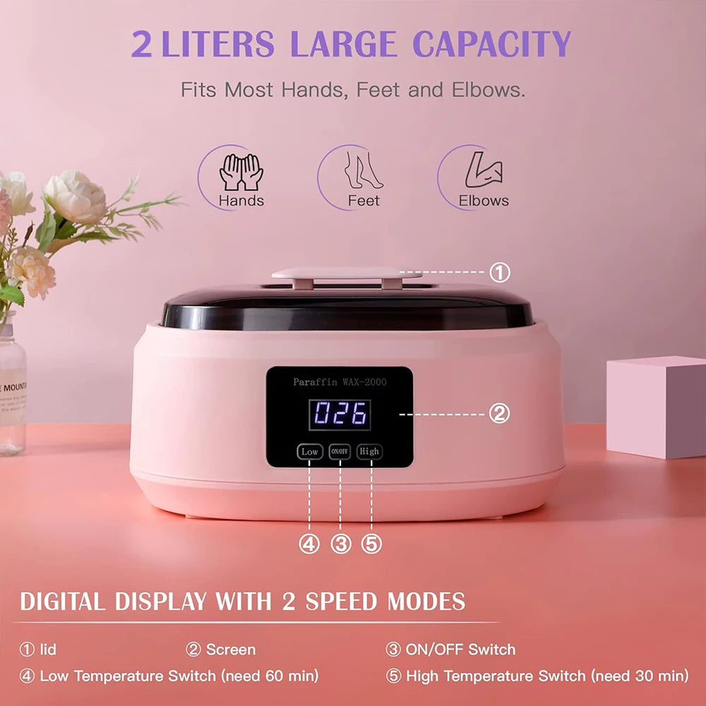 ZONGKUNG 200W Digital Wax Heater Machine - 2L Hands, Feet & Body Hair Removal Spa