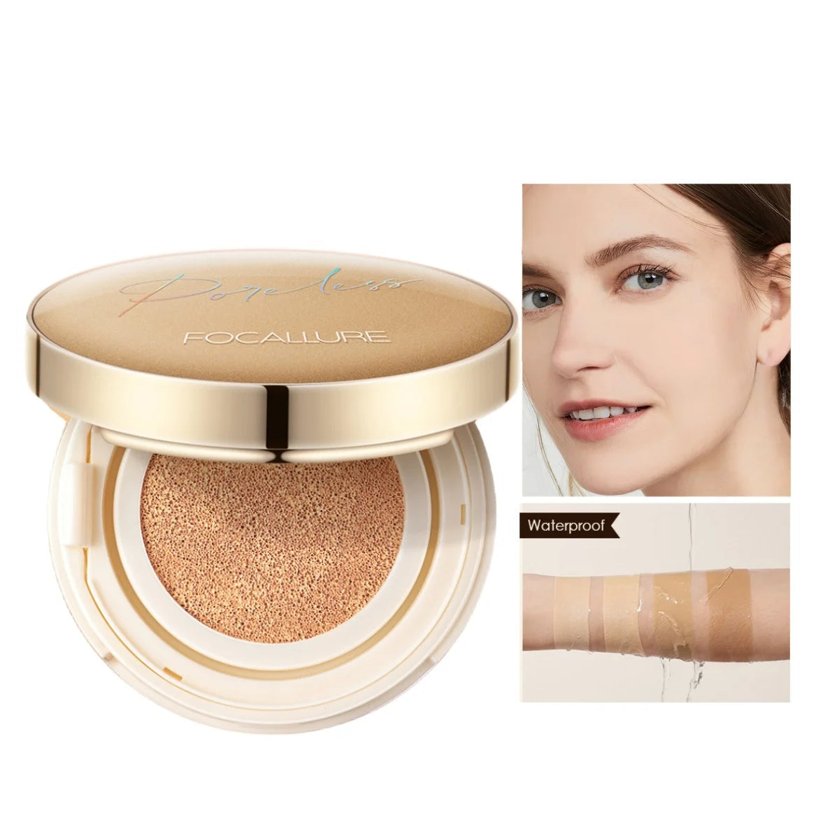 FOCALLURE Air Cushion Foundation - Waterproof Matte, Poreless Full Coverage