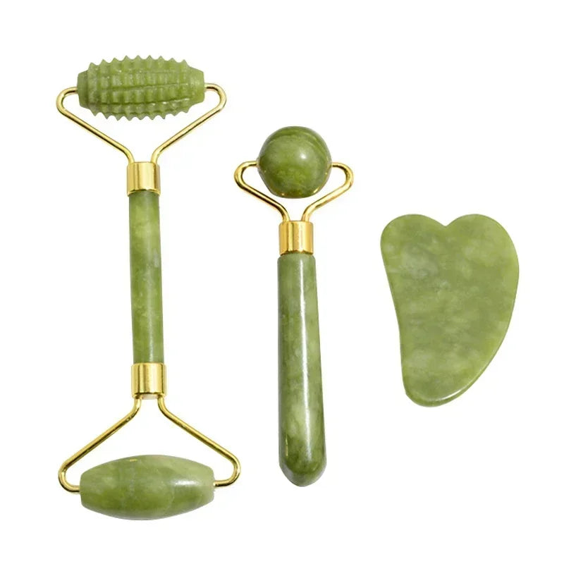AYHle Natural Jade Roller & Gua Sha Set - Face Lifting, Acupoint Spa Massage Tool