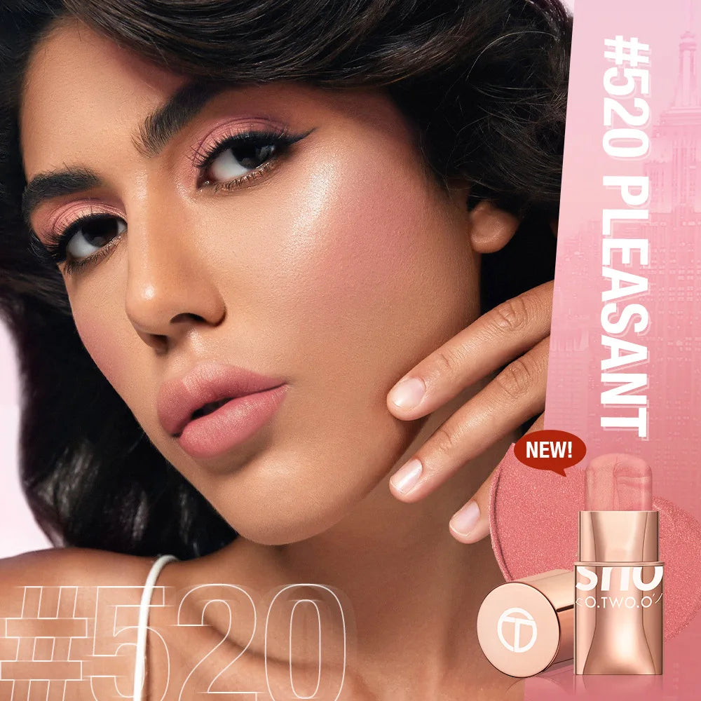 O.TWO.O High-Pigment Blush Stick - Blendable Cream for Lips, Cheeks & Eyes