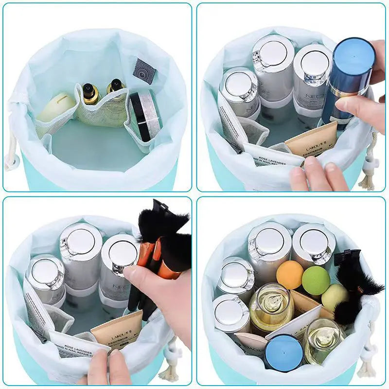 Fashion Round High-Capacity Waterproof Makeup Bag - Travel Organizer & Toiletry Kit Case