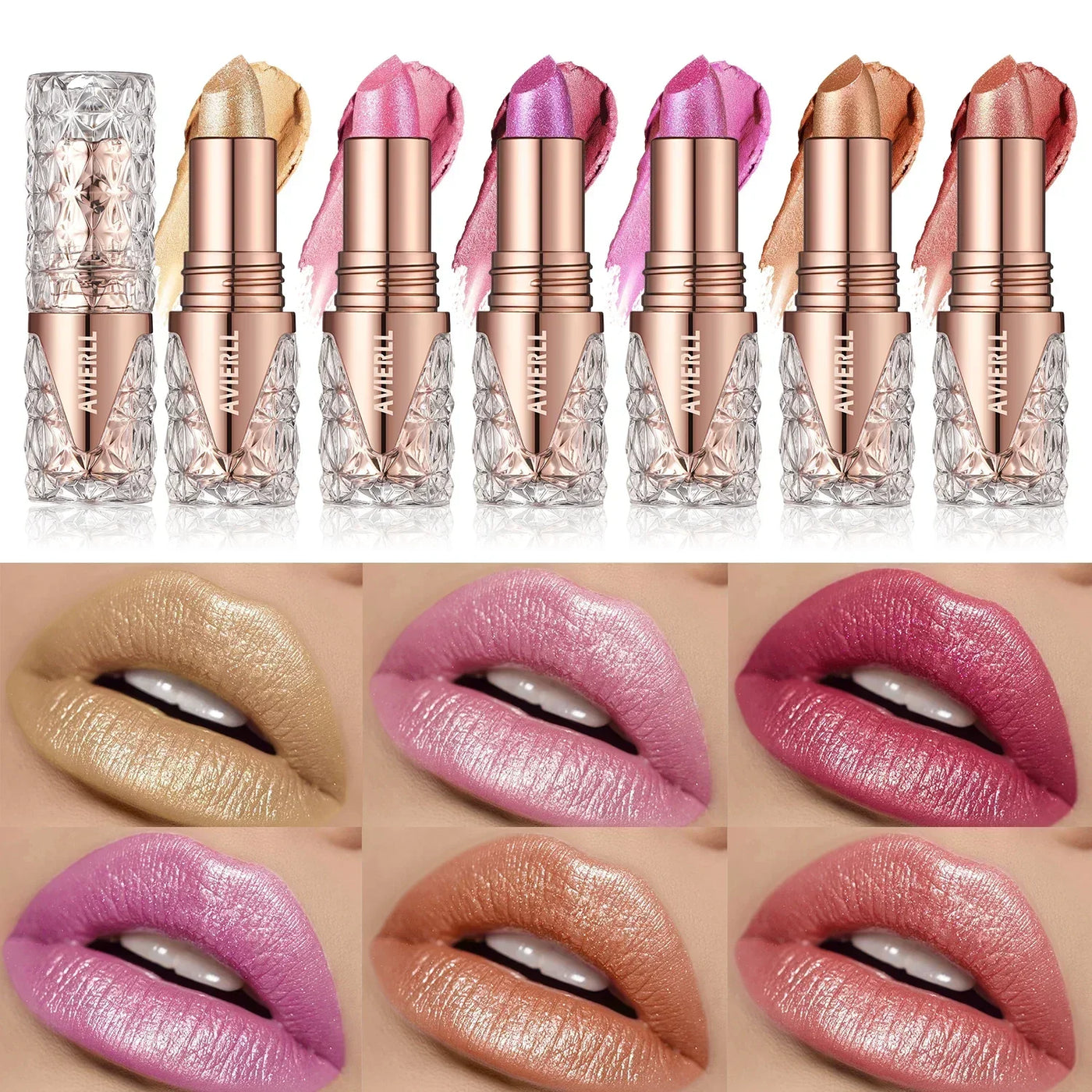 XMSJ Quicksand Gold Fine Glitter Lipstick - Moisturizing Silky Mermaid Shades