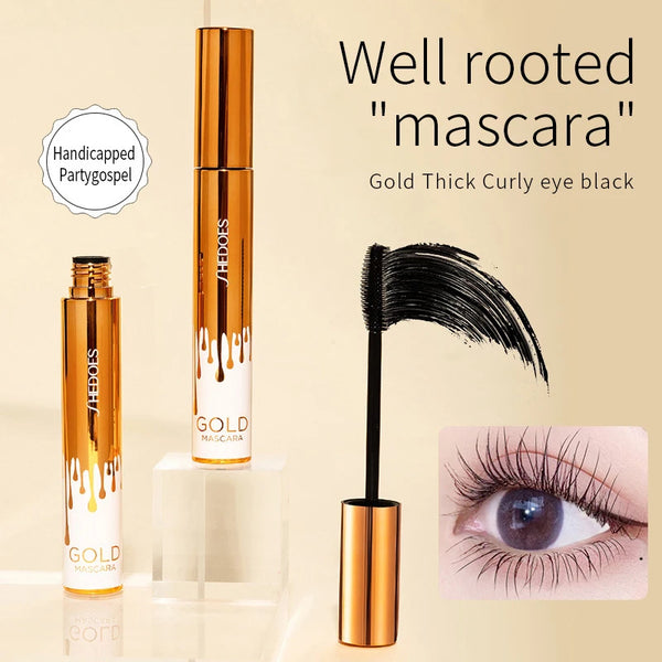 Thick Curly Gold Tube Mascara - Waterproof, Non-Smudging & Lengthening