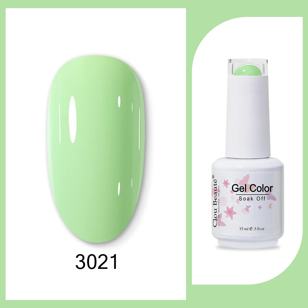 Clou Beaute 15ml HEMA & TPO Free Gel Polish - Army Green Organic Semi-Permanent Nail Art
