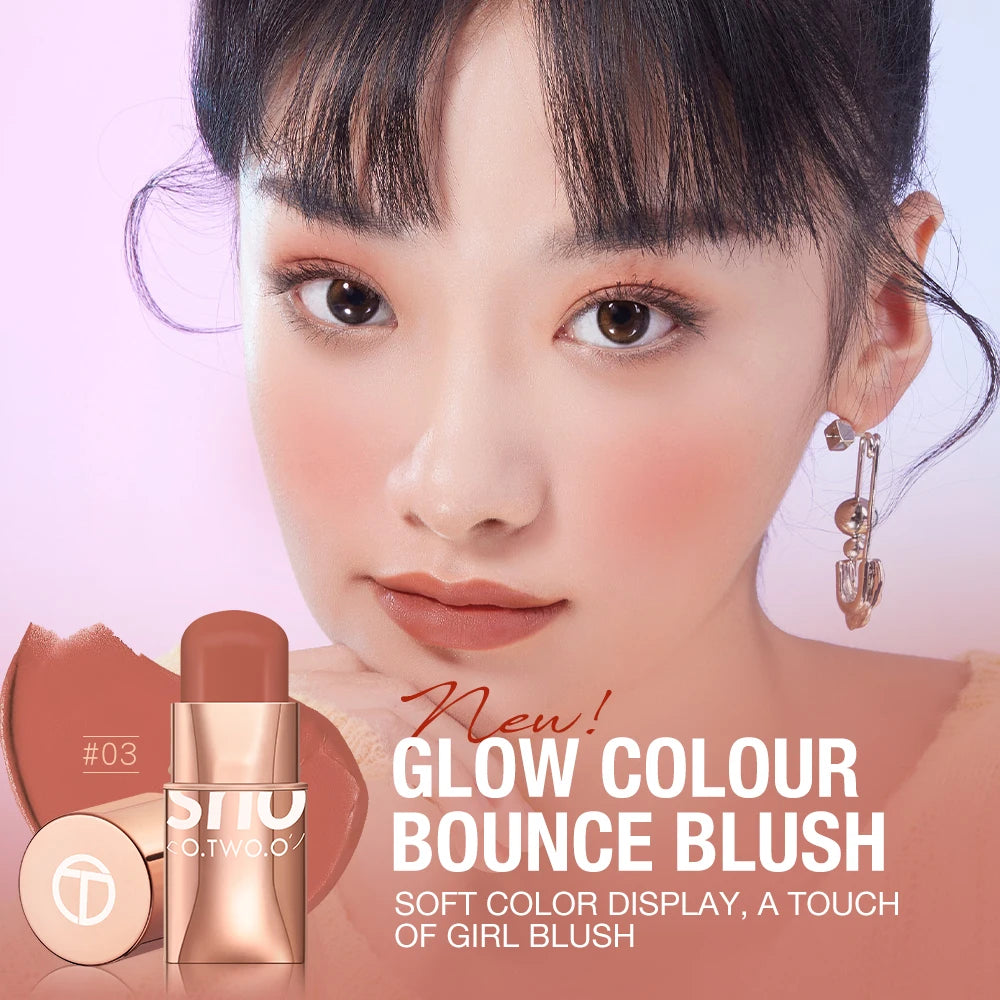 O.TWO.O High-Pigment Blush Stick - Blendable Cream for Lips, Cheeks & Eyes