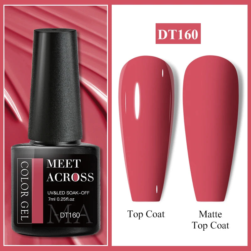 MEET ACROSS 7ml Wine Red Gel Polish - Long-Lasting French Style Nail Art Varnish