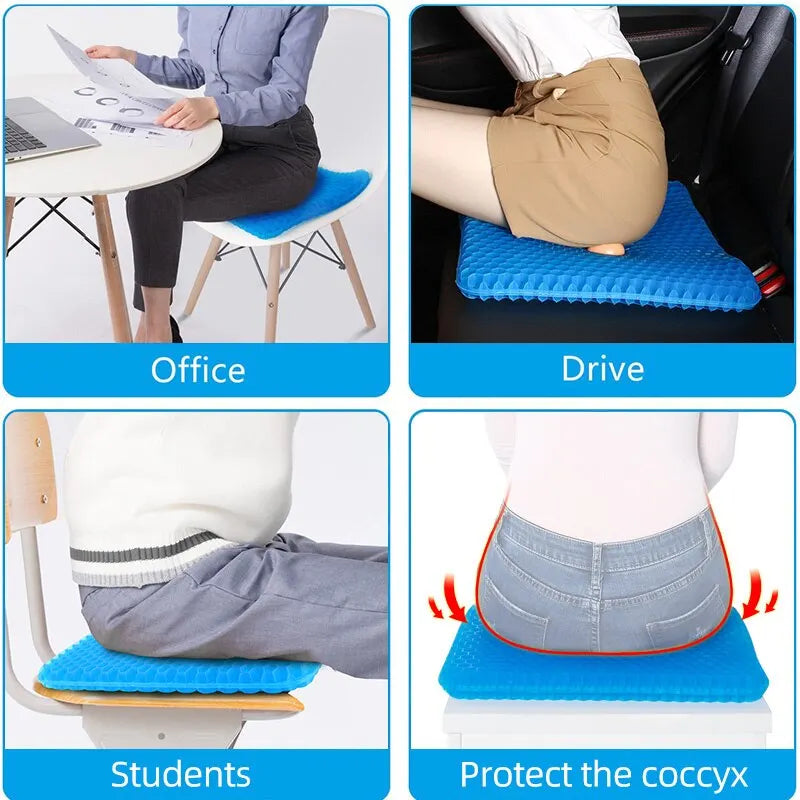Honeycomb Gel Seat Cushion - Breathable Pressure Relief for Back, Tailbone & Office Use