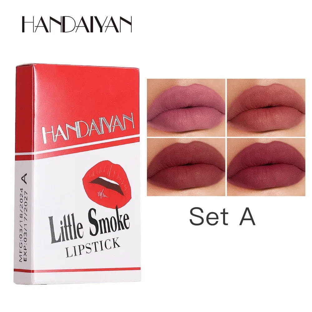 4-Piece Waterproof Matte Lip Stick Set - Long-Lasting Transparent Finish Valentine Gift