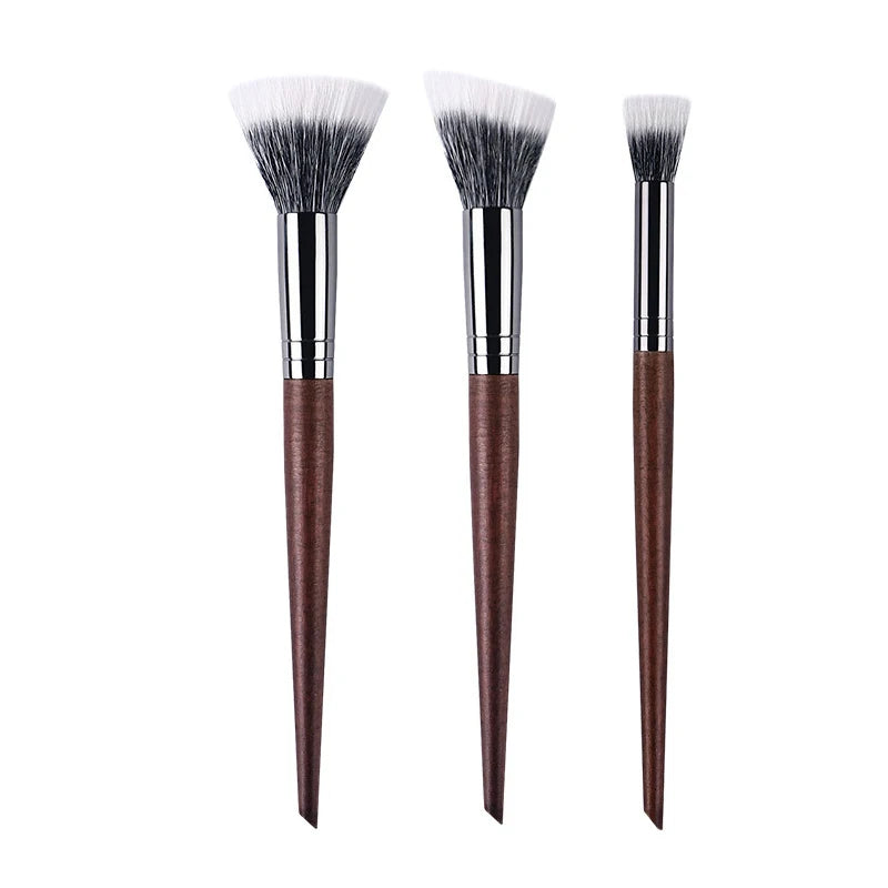 Natural Wood & Goat Hair Stippling Blush Brush - Professional Powder Contour Multi-Function