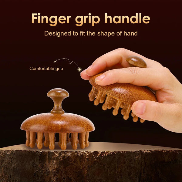 Sandalwood Meridian Scalp Massage Comb - Anti-Static Guasha Tool for Full Body