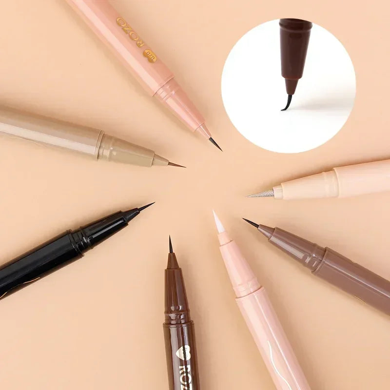7-Color Glitter & Matte Eyeliner Pencil Set - Diamond, Champagne Gold & Lying Silkworm