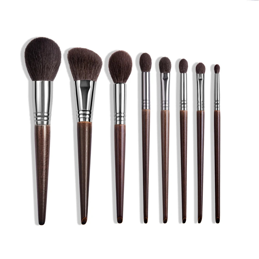 Natural Goat Hair Makeup Brush Set with Case - Professional Natural Bristle Brushes