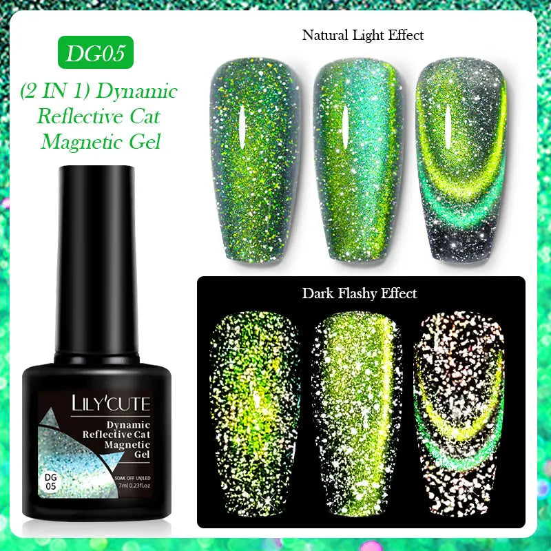 LILYCUTE 9D Cat Eye Magnetic Gel Polish 7ml - Iridescent UV/LED Soak-Off Nail Art