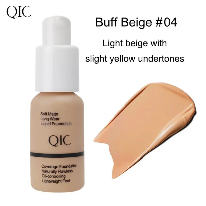 QIC Naturally Flawless Matte Liquid Foundation - Oil-Control, 30ml, 5 Shades