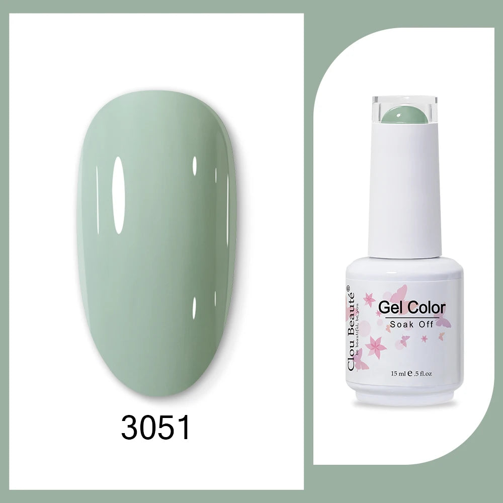 Clou Beaute 15ml HEMA & TPO Free Gel Polish - Army Green Organic Semi-Permanent Nail Art