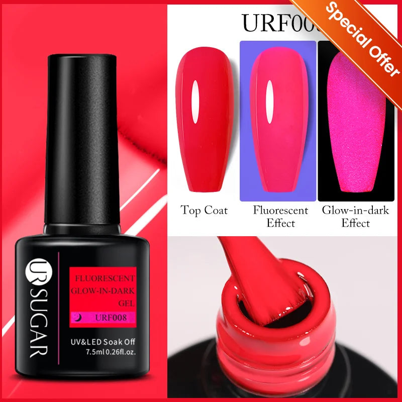 UR SUGAR 7.5ml Reflective Glitter Gel Polish - Pink Sequins UV Soak-Off Semi-Permanent