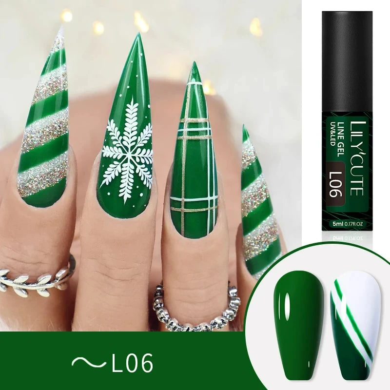 LILYCUTE 5ml Metallic Gold & Silver Mirror Liner Gel - Super Bright French Nail Art