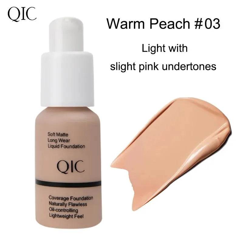 QIC Naturally Flawless Matte Liquid Foundation - Oil-Control, 30ml, 5 Shades